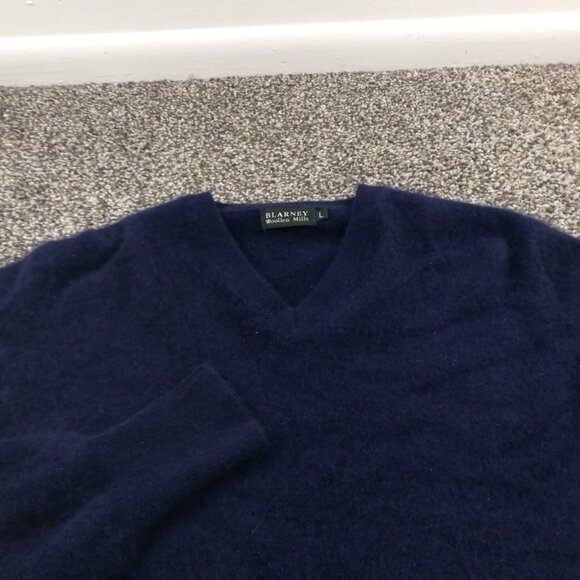 Blarney Woollen Mills Sweater 100% Cashmere V Neck Pullover Blue Womens Large - Picture 2 of 10